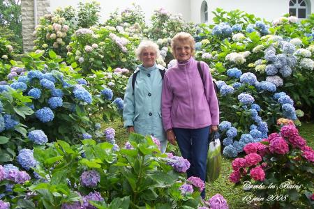 Janine et Mich�le dans les hortensias